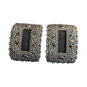 Vtg L W Paris French Cut Steel Shoe Buckles | Art Deco 1920s Silver Tone Clips